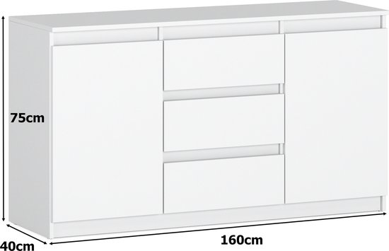 Az home dressoir bruno 160 cm antraciet eiken commode kast opbergkast woonkamer bomjbqegjwej 81p3yvl