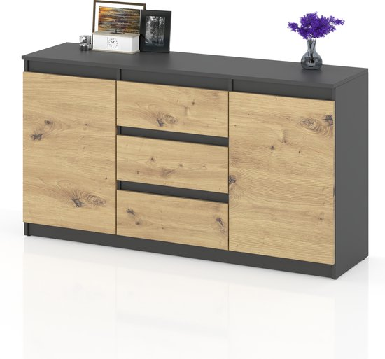 Az home dressoir bruno 160 cm antraciet eiken commode kast opbergkast woonkamer yrmr3ymrgavm e8rqbqn