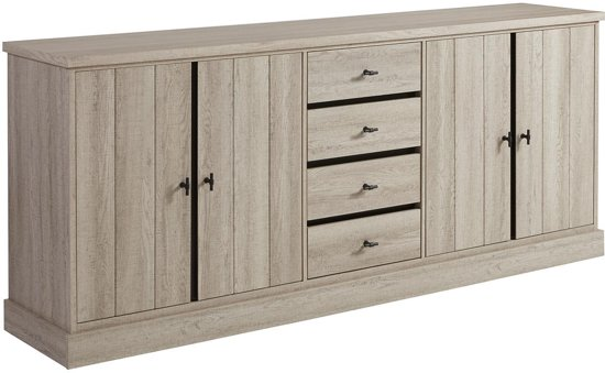 Buffet dressoir in rustieke bleke eik denver 220 cm 92000000487409640