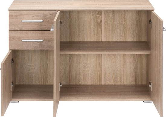 Casaria dressoir alba – 3 deuren 2 laden mdf 107x75x35 cm eiken 3k8mj3nyvoy9 59vljxk