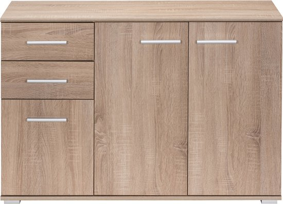 Casaria dressoir alba – 3 deuren 2 laden mdf 107x75x35 cm eiken 51zolmpl3jp8 59vljxk