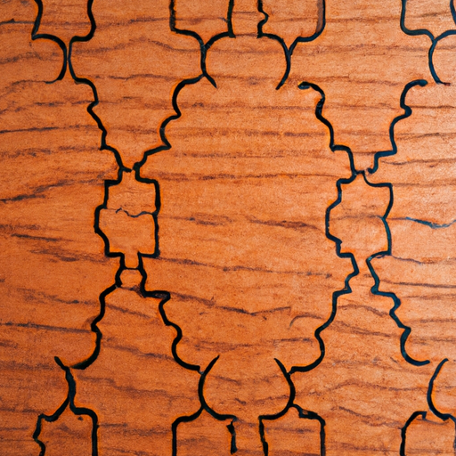 Close-up van het antraciet eiken patroon op het spaanplaat van het dressoir