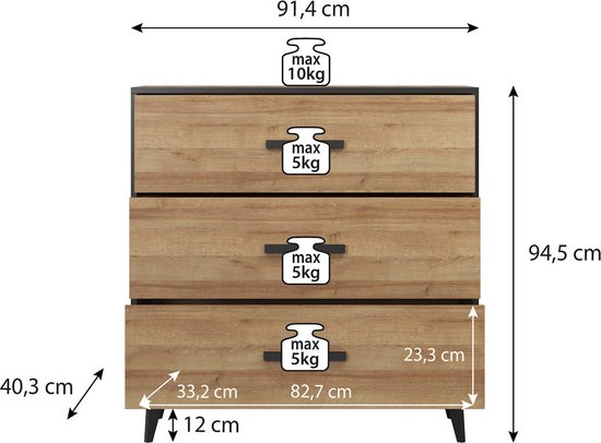 Commode frey donker eiken zwart 91 cm 3v4p9l5n81ko 5y4g4q