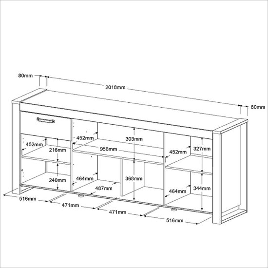 Dressoir sandy 218cm met 4 deuren en 1 lade grijze eik/beton 2emqpdykjp7p rwyrwo