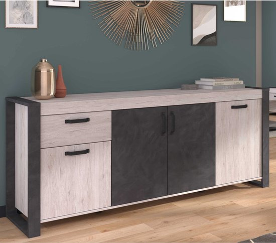 Dressoir sandy 218cm met 4 deuren en 1 lade grijze eik/beton 3gnrqvz1kqyn rwyrwo