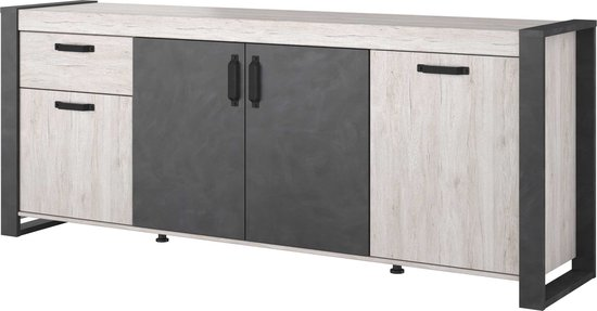 Dressoir sandy 218cm met 4 deuren en 1 lade grijze eik/beton 4jovrgaxlyxj rwyrwo