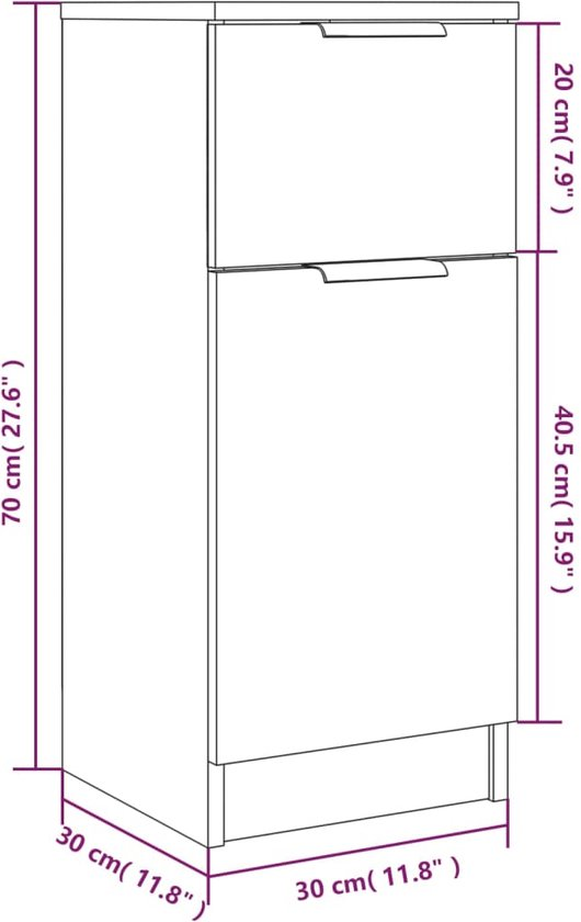 Dressoir spaanplaat 30x30x70 cm kleur bruin eiken gyn1vzklzzky jkldpw