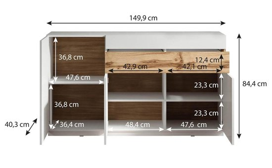 Dressoir sublime wit eiken 150 cm g5xl8lyk0416