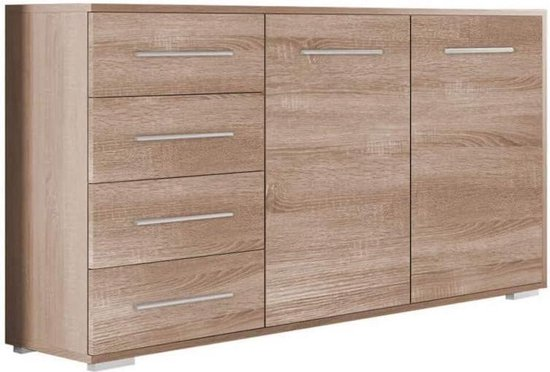 Inspireme commode, dressoir lade highboard kast bijzettafel met 2 deuren en 4 lades 135x45x95 cm kom001 (sonoma eiken ) 3kyqljvnmm6p kza3lqm