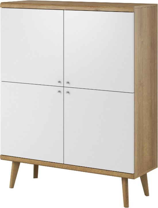 Inspireme dressoir commode kast 4 deuren ( breedte: 134 cm diepte: 40 cm hoogte: 107 cm) rubin rk107 (riviera eiken+wit) nxk8opz9plq2 mwvz1xq