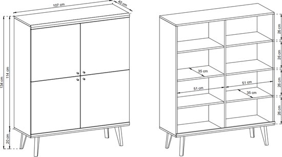 Inspireme dressoir commode kast 4 deuren ( breedte: 134 cm diepte: 40 cm hoogte: 107 cm) rubin rk107 (riviera eiken+wit) q6x2wqnwewwy mwvz1xq