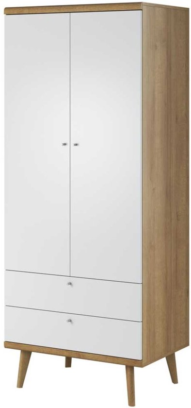 Inspireme kledingkast,kleerkast, een moderne kleerkast voor de woonkamer, slaapkamer, 2 tuindeuren en 2 lades (breedte 80 cm diepte 56 cm hoogte 197 cm) rubin rsz80 (riviera eiken+ wit) 7y8zejnq5p91 anlba07