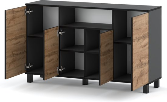 Meubel square dressoir corso eiken antraciet 140cm kast opbergkast vygl6ze1zkm1 6ob5en