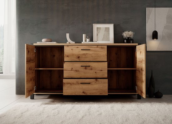 Meubella dressoir acapulco eiken zwart 180 cm bv8ekydwzpjy r0qjnz