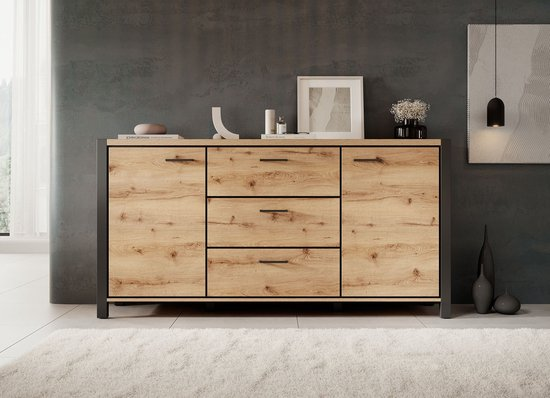 Meubella dressoir acapulco eiken zwart 180 cm lgybxvqqn7gw r0qjnz