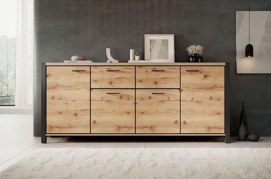 Meubella dressoir acapulco eiken zwart 213 cm gyxxoljxwewz ggjn1k