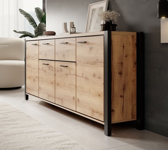 Meubella dressoir acapulco eiken zwart 213 cm jbvjrqmjwkwy 1nlgmm