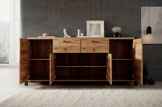 Meubella dressoir acapulco eiken zwart 213 cm kgwmvznmwlwr 1nlgmm