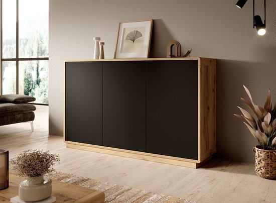 Meubella dressoir acuna mat zwart eiken 160 cm jbmy2je7ekaw 0byykn