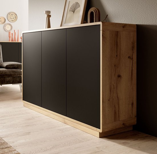 Meubella dressoir acuna mat zwart eiken 160 cm jbmy2jxrqpol 0byykn