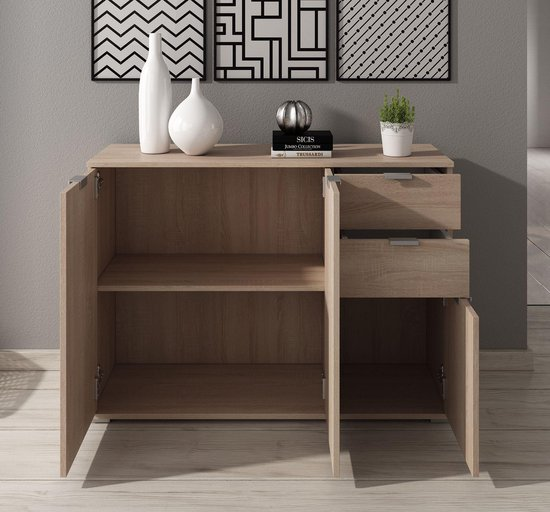 Meubella dressoir adita 3 licht eiken 107 cm nyw76odjrgmv