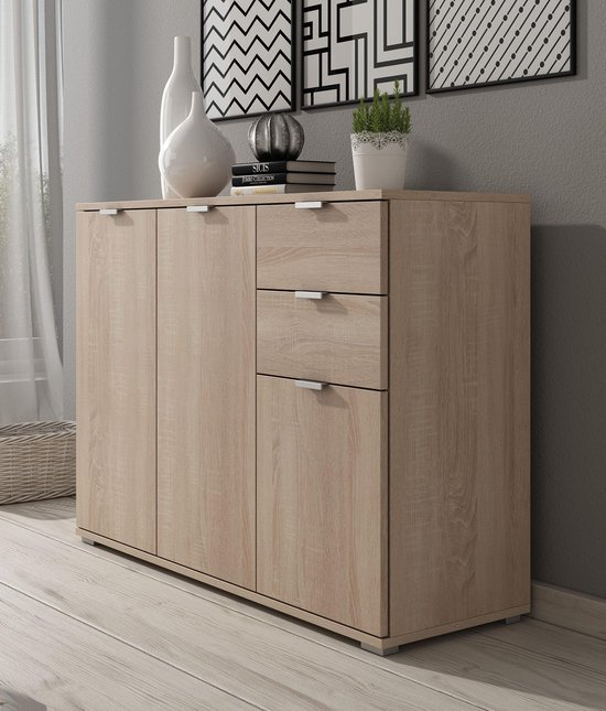 Meubella dressoir adita 3 licht eiken 107 cm qllakmawmwz0