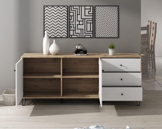 Meubella dressoir barlo wit eiken 183 cm g8g1wnxpjnqr vvv2pwm