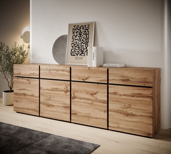 Meubella dressoir cainan eiken zwart 225 cm nrvoooan1am2 ggvpar