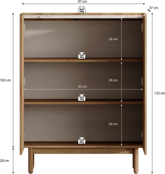 Meubella dressoir cayenne eiken 97 cm n2r6lmbkbzmz kadpyx