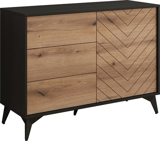 Meubella dressoir dolores eiken zwart 104 cm met lades mxxjva4oxmz9 vq5jpn