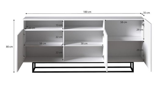 Meubella dressoir eos eiken 180 cm y6zrn5db78ja