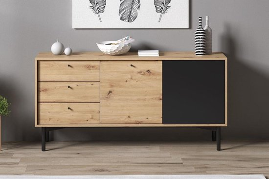 Meubella dressoir fiona eiken zwart 151 cm jyblboon6w7l