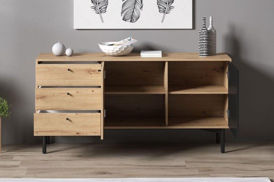 Meubella dressoir fiona eiken zwart 151 cm mo5g55mvlxr0