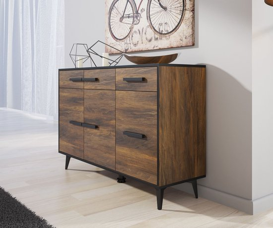 Meubella dressoir frey donker eiken zwart 135 cm oxdlvngknj4b 68na4n