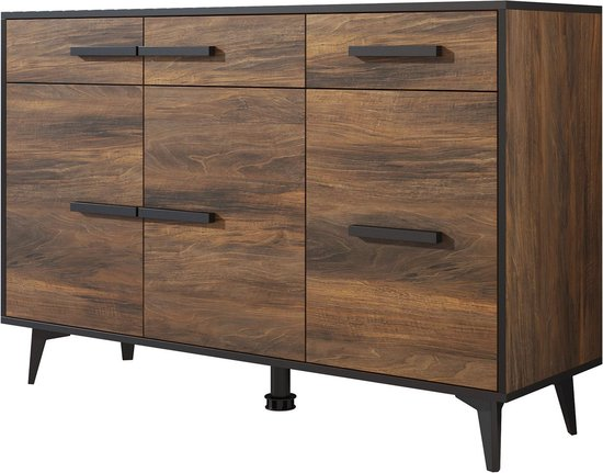 Meubella dressoir frey donker eiken zwart 135 cm qlgnvpkry0my 68na4n