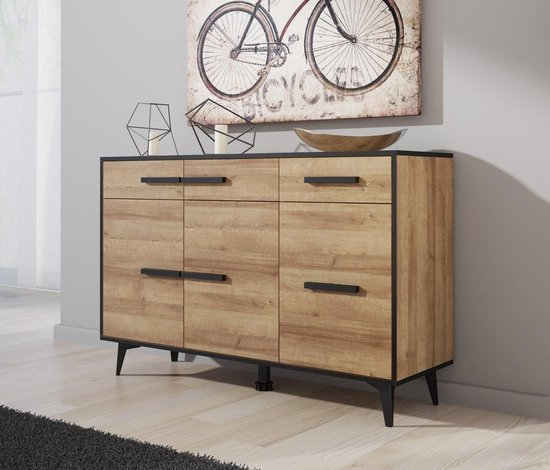 Meubella dressoir frey licht eiken zwart 733qypoylwvb