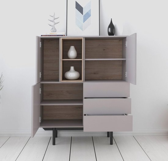 Meubella dressoir iris grijs eiken 100 cm j8pyzrjwal02