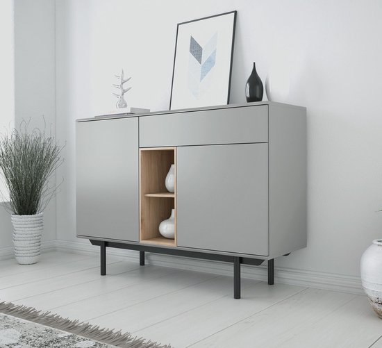 Meubella dressoir iris grijs eiken 125 cm 3jenk4wy5vdm q1ovozg