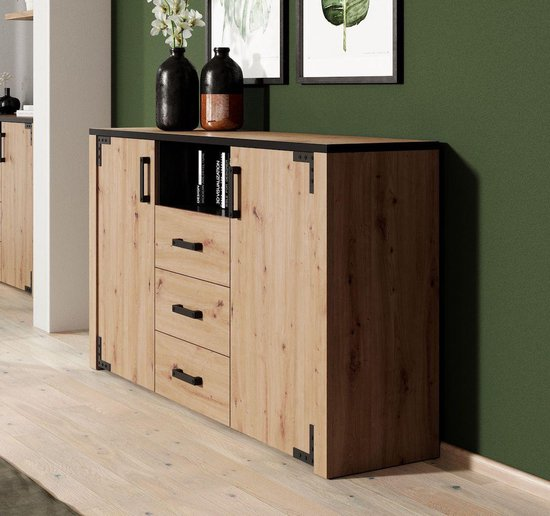 Meubella dressoir lapis eiken zwart 168 cm gkkazbdg749d