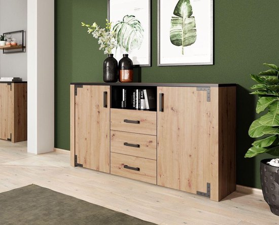 Meubella dressoir lapis eiken zwart 168 cm pyylzvayqqvl