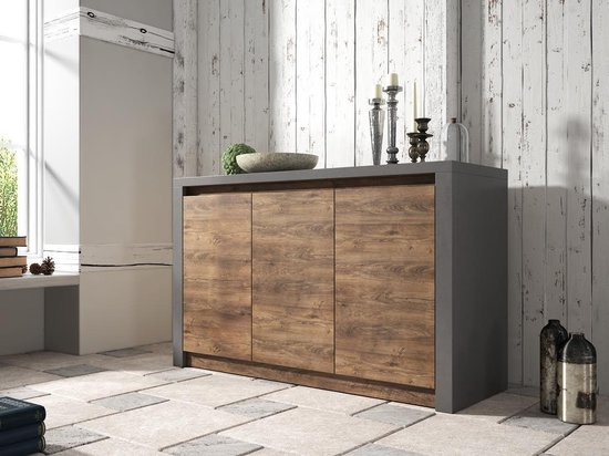 Meubella dressoir monaco eiken grijs 130 cm g9g9rnl6bpar