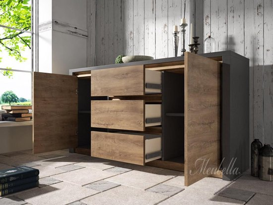 Meubella dressoir monaco eiken grijs 140 cm jjrdjk80zqql zz3qxq