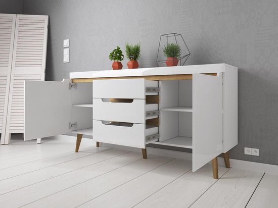 Meubella dressoir nebraska wit eiken 160 cm ovjrkk2yren