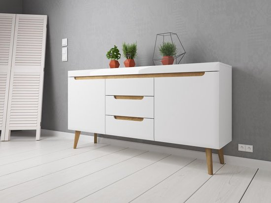 Meubella dressoir nebraska wit eiken 160 cm ozqzdlr7mnre