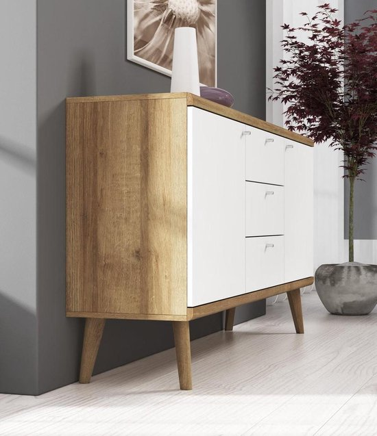 Meubella dressoir primavera wit licht eiken 160 cm 3bvyzbxkay9