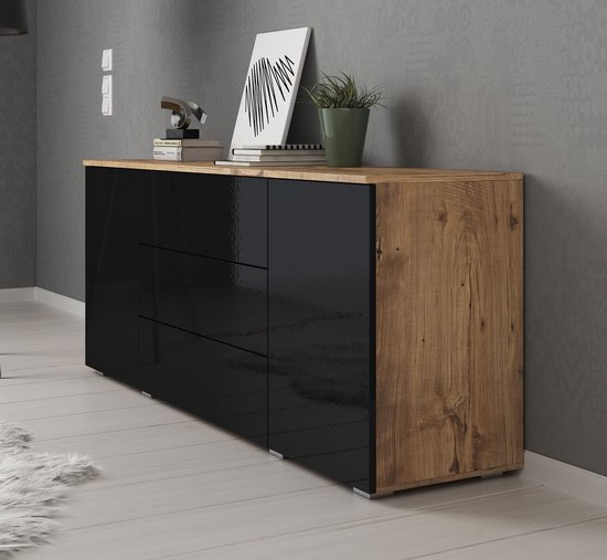 Meubella dressoir pure 150 cm zwart eiken b9p4qw5rx52o pjragx1