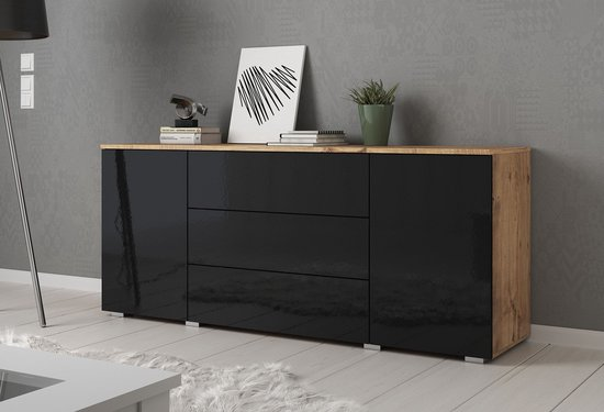 Meubella dressoir pure 150 cm zwart eiken gmkz0eqm6p63 pjragx1