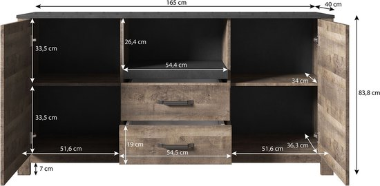 Meubella dressoir san diego eiken grijs 165 cm olg8lv9enrpn ro3pgnk