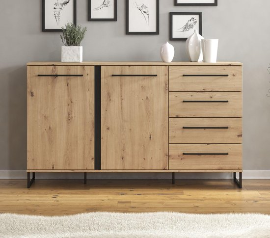 Meubella dressoir saturn eiken zwart 159 cm gnylv9e8pzpl