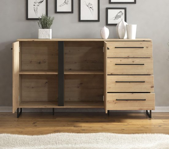 Meubella dressoir saturn eiken zwart 159 cm gnylvnoam7vg